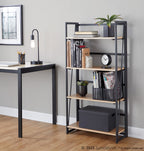 Dakota Bookcase - Black Painted Metal, Natural Wood
