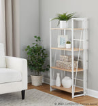 Dakota Bookcase - White Painted Metal, Natural Wood