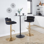 Cinch Adjustable Barstool - Set of 2 - Gold Metal, Black Velvet