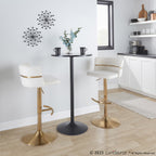 Cinch Adjustable Barstool - Set of 2 - Gold Metal, Cream Velvet