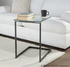 Zenn End Table - Black Metal, Clear Glass