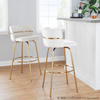 Cinch Claire 30" Fixed-Height Barstool - Set of 2 - Gold Metal, Cream Velvet