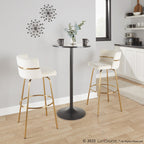 Cinch Claire 30" Fixed-Height Barstool - Set of 2 - Gold Metal, Cream Velvet