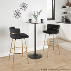 Cinch Claire 30" Fixed-Height Barstool - Set of 2 - Gold Metal, Black Velvet