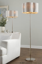 Lily 30" Metal Table Lamp - Polished Nickel, Grey Linen