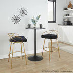 Charlotte Glam 26" Fixed-Height Counter Stool - Set of 2 - Gold Metal, Black Velvet