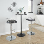 Charlotte Glam Adjustable Barstool - Set of 2 - Chrome Metal, Black PU