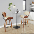 Lombardi 26" Fixed-Height Counter Stool - Set of 2 - Walnut Wood, Black Metal, Cream PU