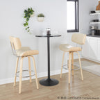 Lombardi 30" Fixed-Height Barstool - Set of 2 - Natural Wood, Chrome Metal, Cream PU