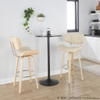 Lombardi 30" Fixed-Height Barstool - Set of 2 - Natural Wood, Chrome Metal, Cream PU