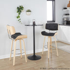 Lombardi 30" Fixed-Height Barstool - Set of 2 - Natural Wood, Chrome Metal, Black PU