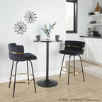 Cinch Claire 26" Fixed-Height Counter Stool - Set of 2 - Black Metal, Gold Metal, Black Velvet