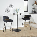 Cinch Claire 26" Fixed-Height Counter Stool - Set of 2 - Black Metal, Gold Metal, Black Velvet