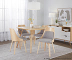 Anabelle Bent Wood Chair - Set of 2 - Natural Wood, Grey Fabric
