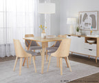 Anabelle Bent Wood Chair - Set of 2 - Natural Wood, Grey Fabric