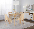 Anabelle Bent Wood Chair - Set of 2 - Natural Wood, Cream Fabric