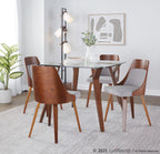 Anabelle Bent Wood Chair - Set of 2 - Walnut Wood, Grey Fabric