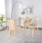 Anabelle Bent Wood Chair - Set of 2 - Natural Wood, Cream Fabric