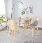 Anabelle Bent Wood Chair - Set of 2 - Natural Wood, Grey Fabric