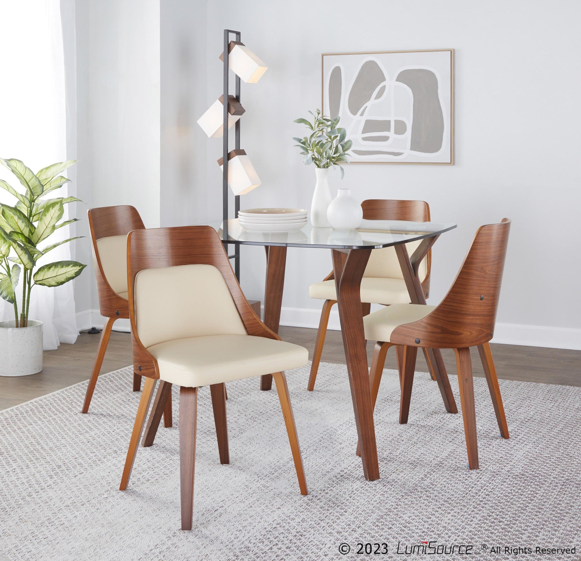Bento 67" Metal Floor Lamp - Black Metal, Walnut Wood, White Shade