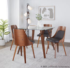 Anabelle Bent Wood Chair - Set of 2 - Walnut Wood, Brown PU
