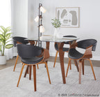 Folia-symphony Square Dining Set - 5 Piece - Clear Glass, Walnut Wood, Black PU