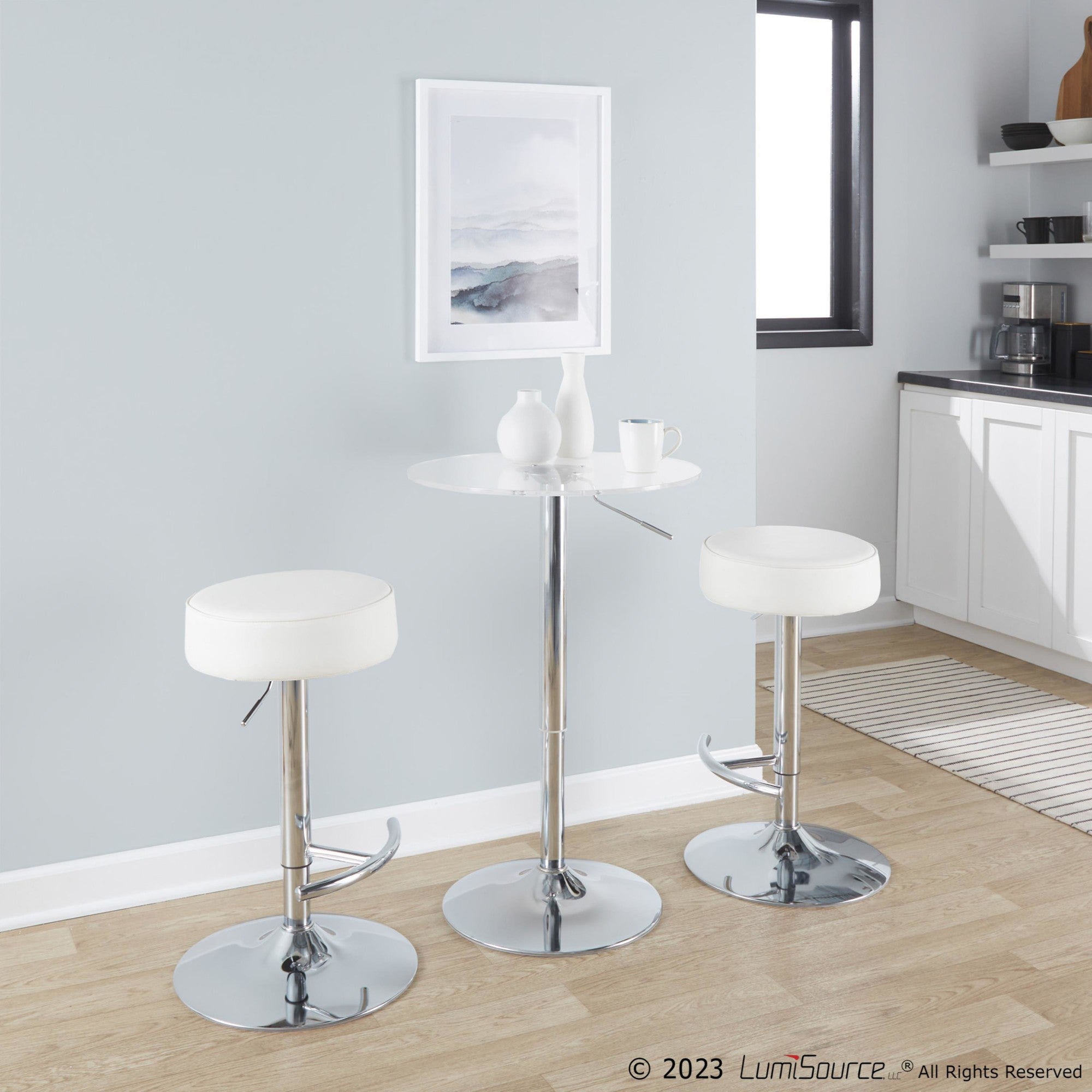 Adjustable Bar Table - Chrome, Clear Acrylic