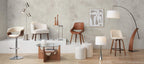 Robyn Floor Lamp - Walnut Wood, Black Metal, White Linen