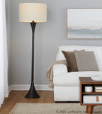 Lenuxe 65" Metal Floor Lamp - Oil Rubbed Bronze, Natural Linen