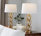 Linx 29" Metal Table Lamp - Set of 2 - Gold Metal, White Linen