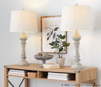 Winston 32" Polyresin Table Lamp - Set of 2 - Reclaimed Grey Polyresin, Oat Linen