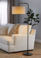 Puck 63" Metal Floor Lamp - Oil Rubbed Bronze, Beige Linen