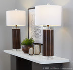 Cylinder Fluted 29.25" Polyresin Table Lamp - Set of 2 - Brown Lustre Polyresin, Clear Crystal, White Linen