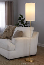 Bounty 62" Metal Floor Lamp - Gold Metal, White Linen