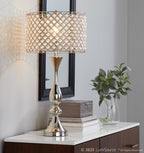 Topaz 27" Metal Table Lamp - Polished Nickel, Clear Crystal