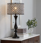 Topaz 27" Metal Table Lamp - Oil Rubbed Bronze, Clear Crystal