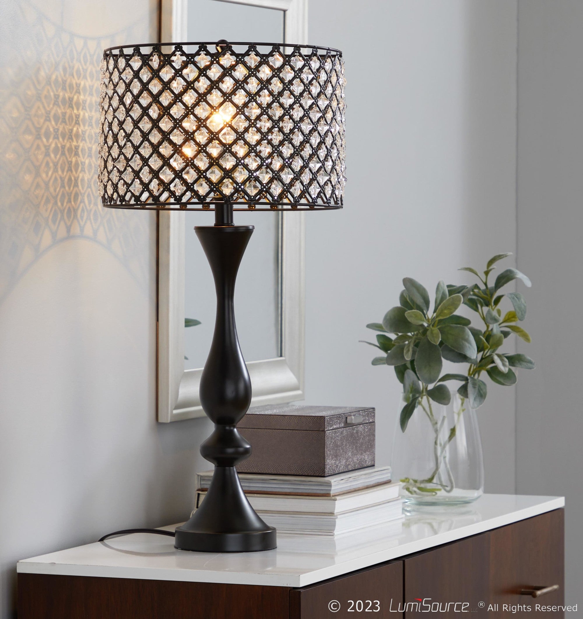 Topaz 27" Metal Table Lamp - Oil Rubbed Bronze, Clear Crystal