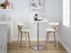 Gardenia 26" Fixed-Height Counter Stool - Set of 2 - Whitewashed Wood, Cream Fabric, Chrome Metal