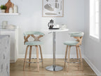 Gardenia 26" Fixed-Height Counter Stool - Set of 2 - Whitewashed Wood, Seafoam Green Fabric, Chrome Metal