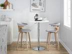 Gardenia 26" Fixed-Height Counter Stool - Set of 2 - Whitewashed Wood, Light Grey Fabric, Chrome Metal