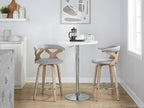 Gardenia 26" Fixed-Height Counter Stool - Set of 2 - Whitewashed Wood, Light Grey Fabric, Chrome Metal