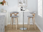 Gardenia 30" Fixed-Height Barstool - Set of 2 - Whitewashed Wood, Chrome Metal, Light Grey Fabric