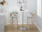 Gardenia 30" Fixed-Height Barstool - Set of 2 - Whitewashed Wood, Chrome Metal, Seafoam Green Fabric