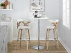 Gardenia 30" Fixed-Height Barstool - Set of 2 - Whitewashed Wood, Chrome Metal, Cream Fabric