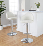 Ahoy Adjustable Barstool - Set of 2 - Chrome Metal, Cream Fabric