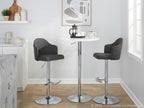 Ahoy Adjustable Barstool - Set of 2 - Chrome Metal, Charcoal Fabric