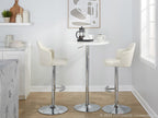 Ahoy Adjustable Barstool - Set of 2 - Chrome Metal, Cream Fabric