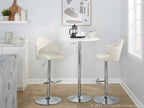 Ahoy Adjustable Barstool - Set of 2 - Chrome Metal, Cream Fabric