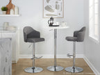 Ahoy Adjustable Barstool - Set of 2 - Chrome Metal, Grey Fabric
