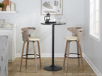 Cosini 30" Fixed-Height Barstool - Set of 2 - Light Grey Wood, Black Metal, Cream PU